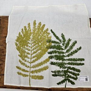 New Bertozzi Linen Napkin 20x20 Crumpled Natural Simple Hem Felcine Verde Leaves